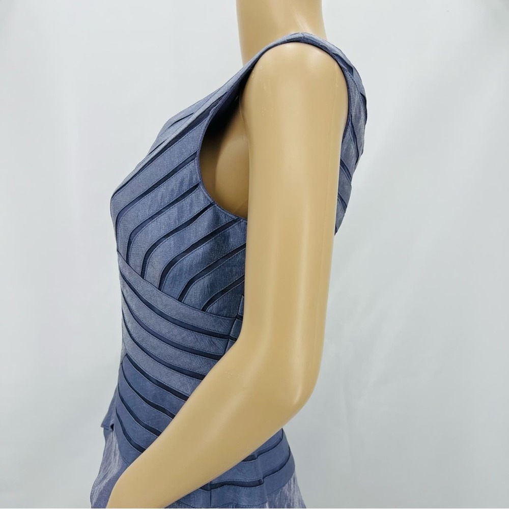 Adrianna Papell Blue Gray Metallic Ruffle Dress - Picture 8 of 15